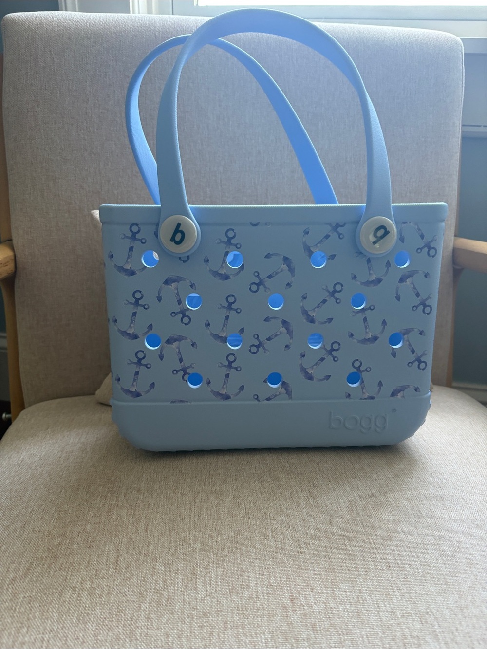 BOGG Biddy bag  Light Blue Anchor Print Tote -